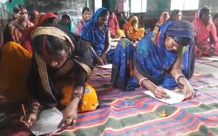 नालंदा में मुख्यमंत्री अक्षर आंचल योजना के तहत जिले के 105 केंद्रों पर महापरीक्षा का आयोजन, दर्जनों सास बहू एक साथ हुई शामिल