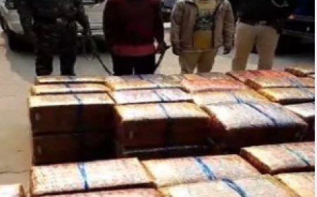 तेल के टैंकर से भारी मात्रा में गांजा बरामद, ड्राइवर और खलासी गिरफ्तार 