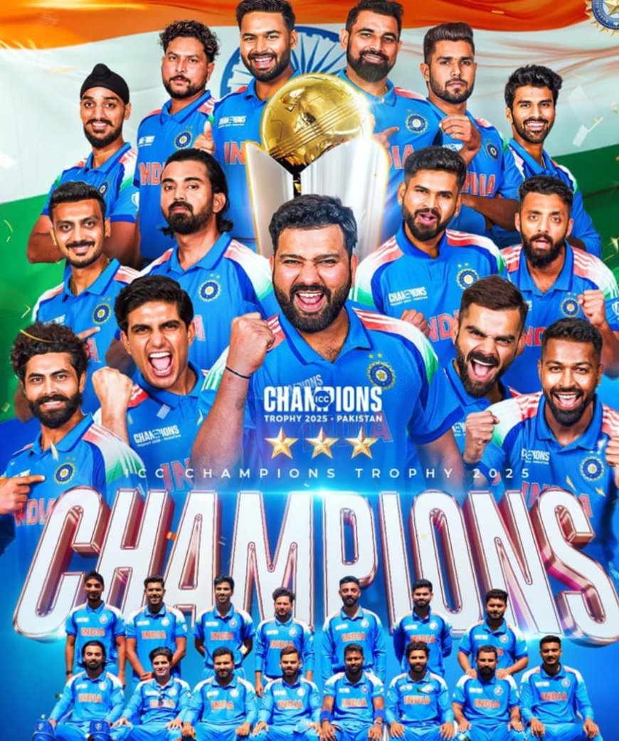 ICC Champion Trophy 2025: भारत ने न्यूजीलैंड के विरुद्ध अभूतपूर्व जीत दर्ज कर रचा नया इतिहास, PM मोदी - CM नीतीश ने  दी टीम इंडिया को बधाई