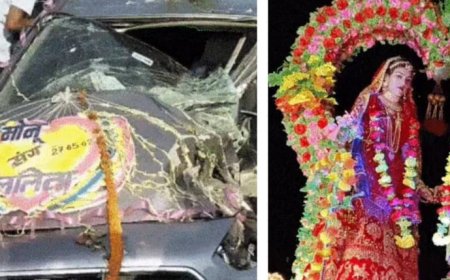 आरा में तेज रफ्तार का कहर,शादी के बाद ससुराल जा रही दुल्हन की कार को ट्रक ने मारी टक्कर, मौत, दूल्हे की हालत गंभीर