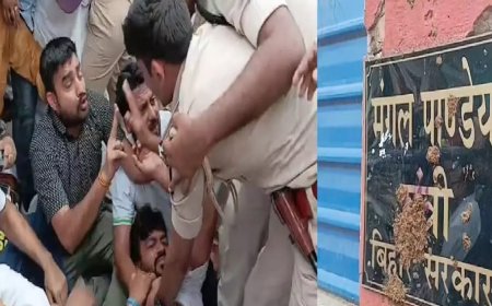 स्वास्श्य मंत्री मंगल पांडे के इस्तीफे की मांग को लेकर कांग्रेस ने खोला मोर्चा, आवास का घेराव,नेम प्लेट पर गोबर- कालिख