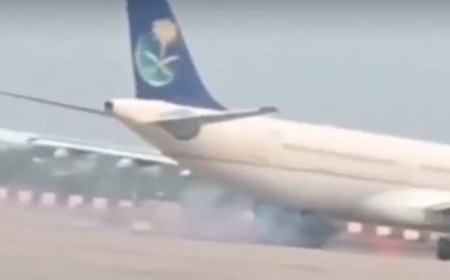 लखनऊ एयरपोर्ट पर बड़ा विमान हादसा टला: लैंडिंग के वक्त सऊदी फ्लाइट के पहिए से निकली चिंगारी, 250 हज यात्री सुरक्षित