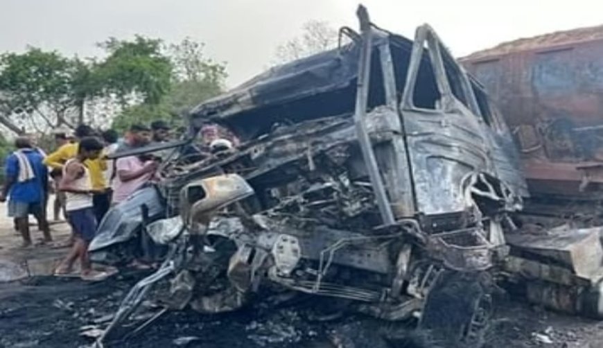 पटना-बक्सर NH-922 पर भीषण सड़क हादसा: टेलर से टकराया बालू लदा ट्रक, लगी आग, चालक जिंदा जलकर राख