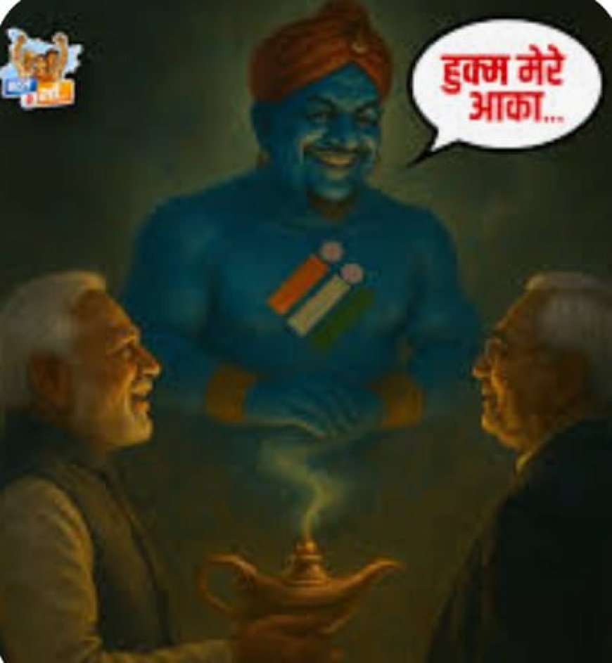 यूथ कांग्रेस की AI तस्वीर में "जिन्न" बना चुनाव आयोग, पीएम मोदी और सीएम नीतीश को बताया "आका", X पर लिखा-आका का हुक्म ही आखिरी