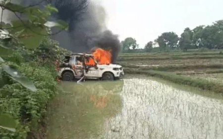 गयाजी में पुलिस की गाड़ी से युवक की मौत, भीड़ ने गाड़ी फूंकी, दो पुलिसकर्मी घायल,भाई बोला- कुचलकर मार डाला