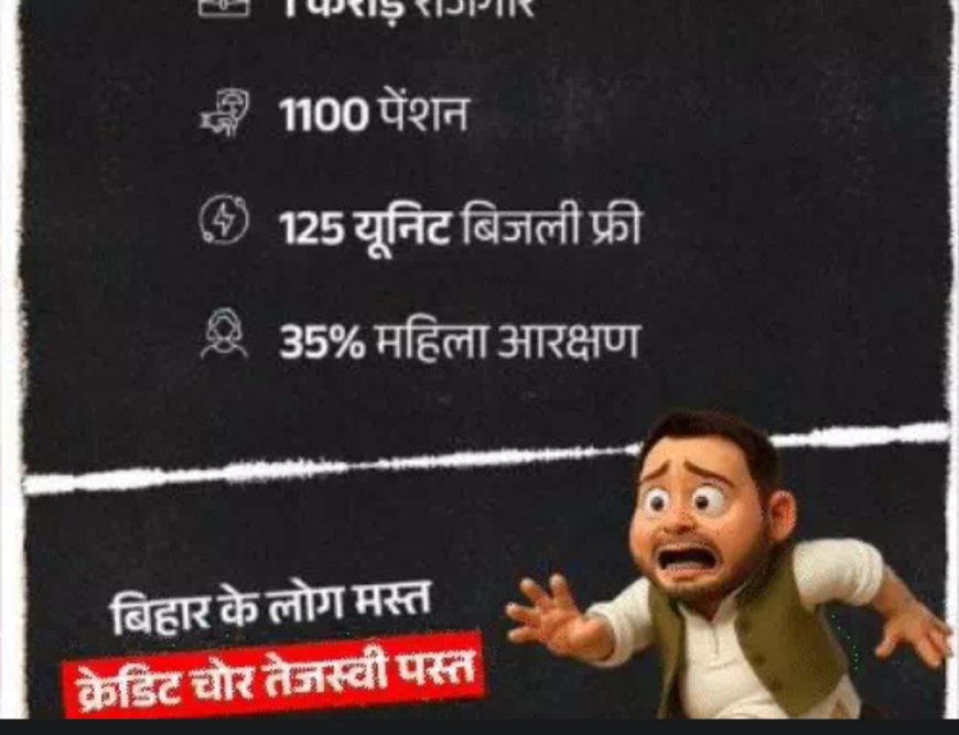 बिहार चुनाव में पोस्टर वार तेज़, बीजेपी ने तेजस्वी को बताया 'क्रेडिट चोर', BJP बोली- बिहारवासी मस्त क्रेडिट चोर पस्त