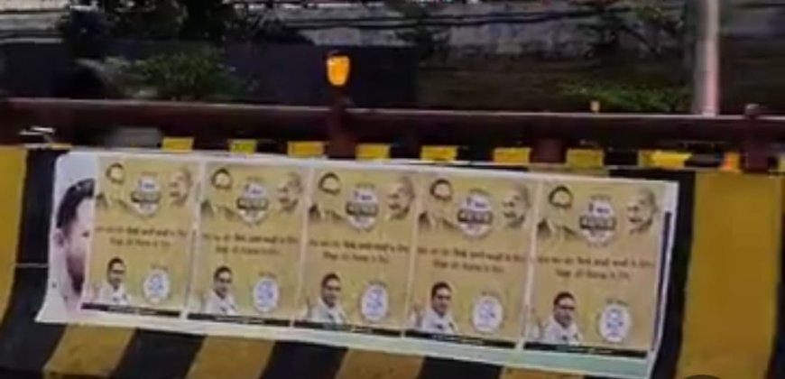 राजधानी में दीवारें बनी सियासी अखाड़ा:जनसुराज चिपका रही नीतीश -तेजस्वी के चेहरे पर पोस्टर, नियमों की उड़ रही धज्जियां