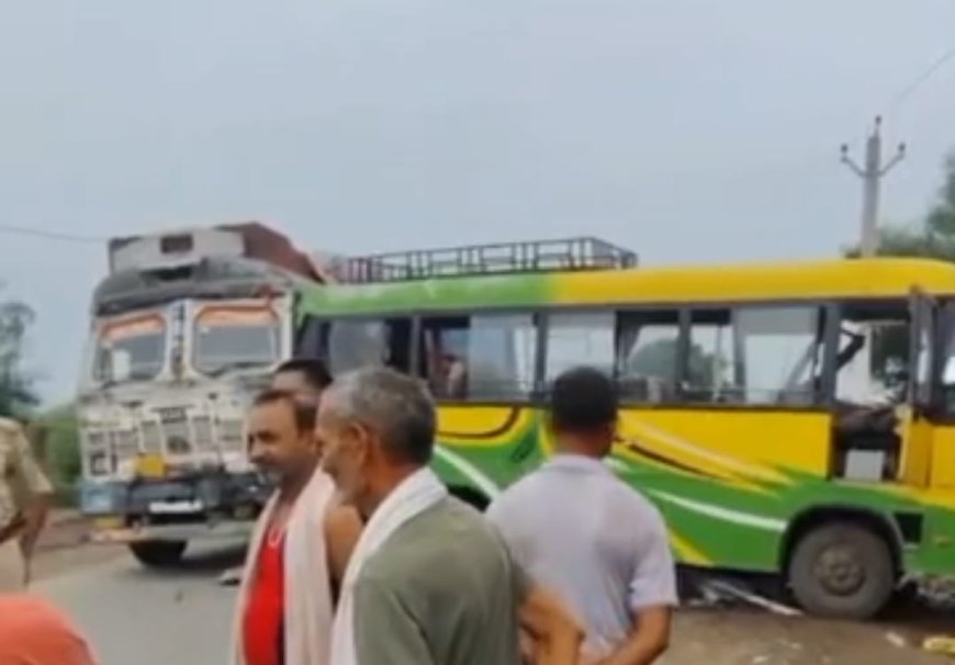 पटना में बड़ा सड़क हादसा:, सवारी बस और दो ट्रकों की टक्कर, महिला समेत तीन घायल