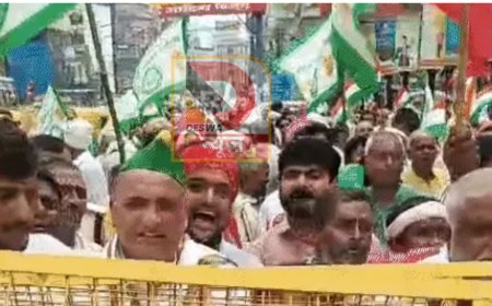 पटना में संयुक्त किसान मोर्चा का प्रदर्शन, जमीन अधिग्रहण और मुआवजे को लेकर मार्च