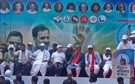 पटना में वोटर अधिकार यात्रा: राहुल गांधी बोले-हाइड्रोजन बम आ रहा है:,तेजस्वी का तंज-"गुजरात में फैक्ट्री, बिहार में विक्ट्री?"