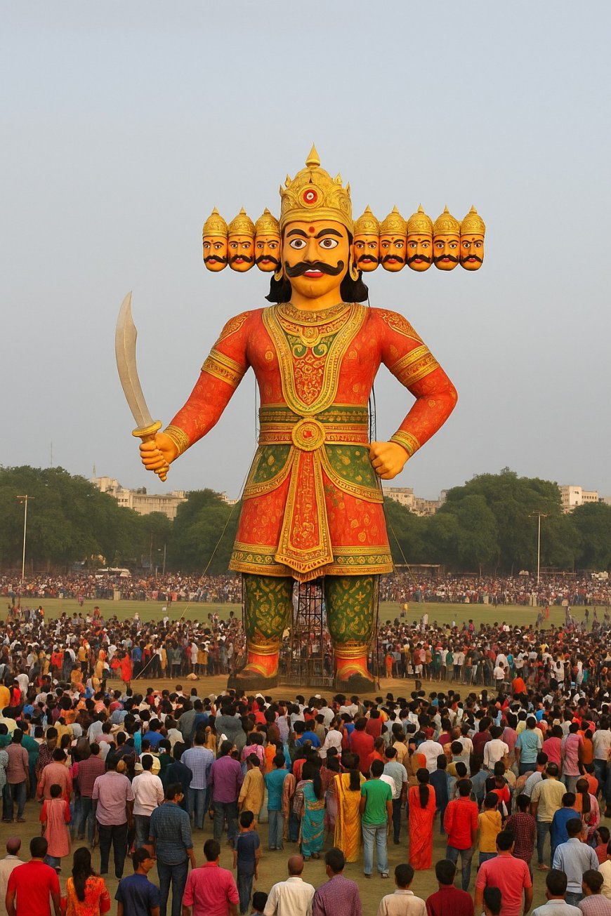 गांधी मैदान में रावण वध: इको-फ्रेंडली आतिशबाजी और सुरक्षा की तैयारी,रिमोट दबाते ही जलेगा 80 फीट का रावण