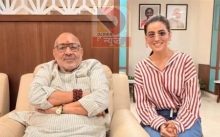 भोजपुरी स्टार्स की बढ़ती सियासी नजदीकी:, पवन -मैथिली के बाद अब अक्षरा सिंह सुर्खियों में,गिरिराज सिंह से मुलाकात ने बढ़ाया सियासी सस्पेंस