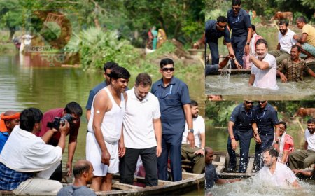राहुल गांधी का अनोखा चुनावी स्टाइल, तालाब में कूदकर मछुआरों संग मछली पकड़ी