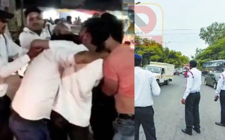 ट्रैफिक पुलिस की गुंडागर्दी:,डॉक्टर को आधे घंटे सड़क पर घसीटा,ड्राइवर का नाक तोड़ा, डेढ़ लाख रुपये की लूट का आरोप