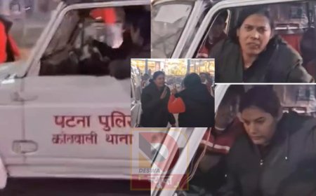 पटना में ट्रैफिक नियमों की अनदेखी: महिला ने बीच सड़क पर रोका पुलिस वाहन, 30 मिनट चला हंगामा