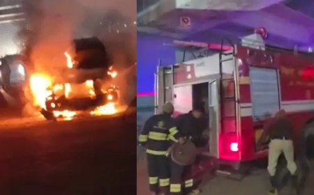 चलती गाड़ी में लगी अचानक आग, ड्राइवर ने कूदकर बचाई जान,शॉर्ट सर्किट की आशंका