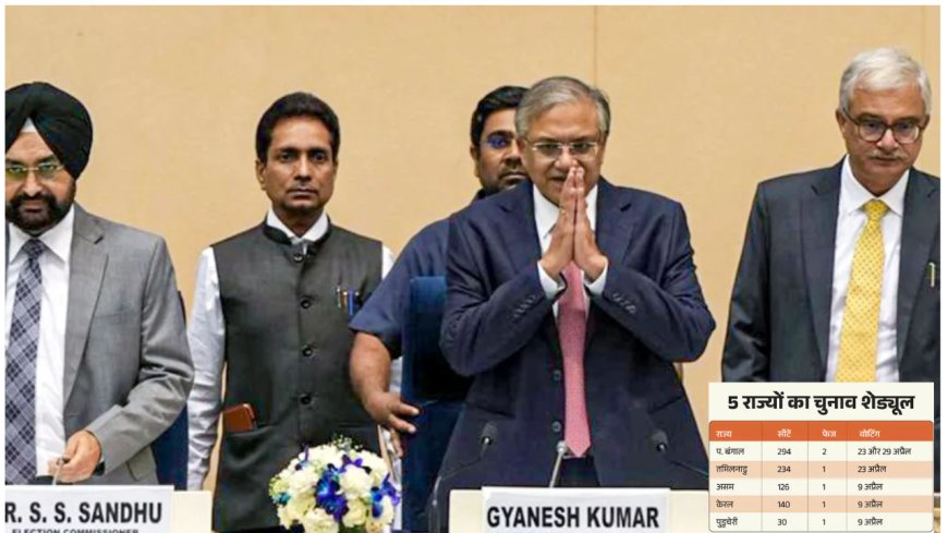 Assembly Election 2026:5 राज्यों में चुनाव का ऐलान, 23 अप्रैल को तमिलनाडु में वोटिंग, बंगाल में 2 चरण, 4 मई को सभी के नतीजे