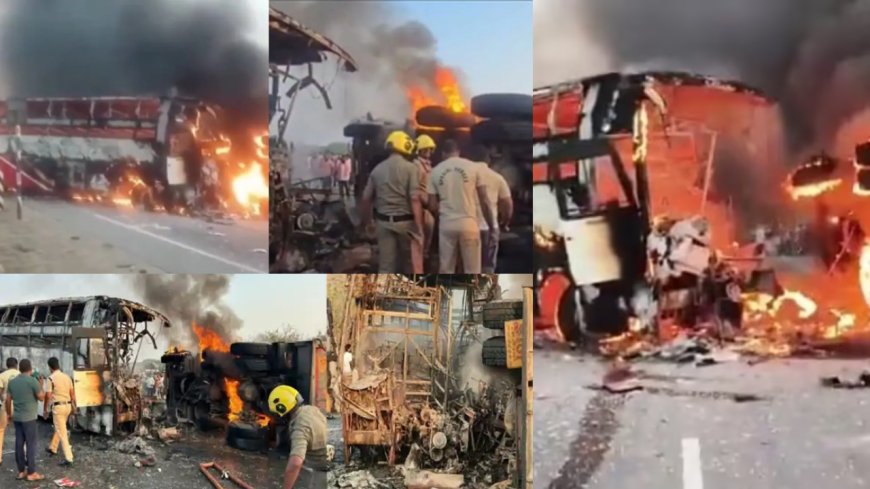 आंध्र प्रदेश में भीषण सड़क हादसा: बस-टिपर टक्कर के बाद लगी आग, 14 लोगों की जिंदा जलकर मौत, 18 घायल