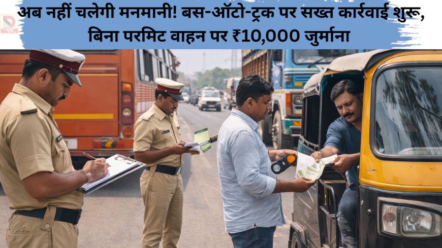 अब नहीं चलेगी मनमानी! बस-ऑटो-ट्रक पर सख्त कार्रवाई शुरू,बिना परमिट वाहन पर ₹10,000 जुर्माना