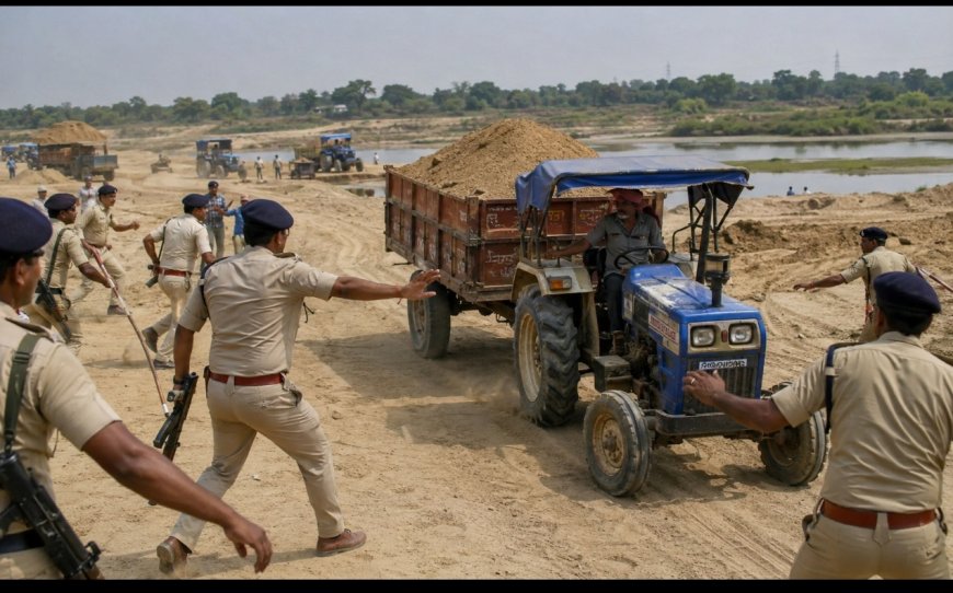 बिहार में बेलगाम बालू माफिया, कार्रवाई करने पहुंची पुलिस टीम पर हमला,ट्रैक्टर की टक्कर से एएसआई घायल