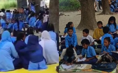 सारण के इस स्कूल में सात सौ छात्र और 22 शिक्षक, पर बैठने को एक भी क्लासरूम नहीं,  बच्चों के भविष्य से खिलवाड़ क्यों ? 