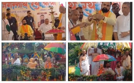 जय जगन्नाथ के जयघोष से गूंजी पटना : सीएम सम्राट चौधरी ने खींचा प्रभु का रथ, 40 फीट ऊंचे हाइड्रोलिक रथ पर सवार हुए भगवान