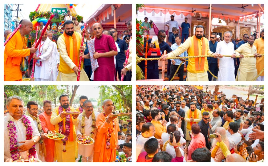 रथ की रस्सी खींचकर मुख्यमंत्री ने भगवान श्री जगन्नाथ रथयात्रा का किया शुभारंभ, रथयात्रा के मार्ग में स्वयं झाडू भी लगाया 