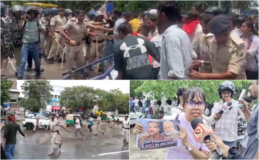 नीट पेपर लीक के खिलाफ आइसा के लोकभवन मार्च के दौरान रणक्षेत्र बना जेपी गोलंबर; पुलिसकर्मी का सिर फटा, कई छात्र भी घायल